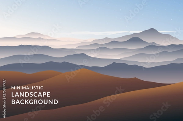 Obraz Minimalistic vector landscape background of mountains for your design.