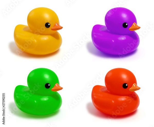 Fototapeta four colored ducks