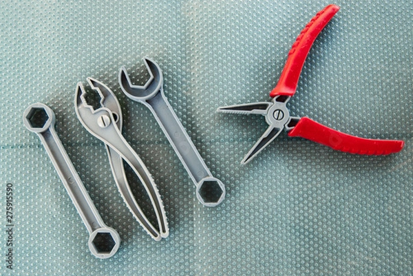 Obraz toy instruments tools on a neutral background