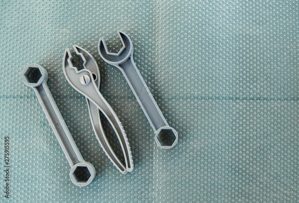 Obraz toy instruments tools on a neutral background