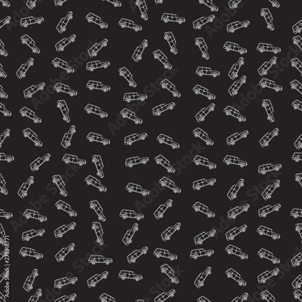 Fototapeta Seamless black techno background with white cars