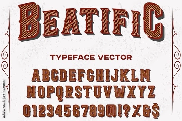 Fototapeta  Retro Typography. Striped Typeface. Vector Illustration.