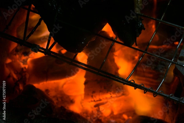 Fototapeta Background of the hot charcoal