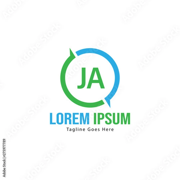 Obraz Initial JA logo template with modern frame. Minimalist JA letter logo vector illustration