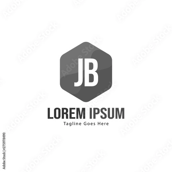 Fototapeta Initial JB logo template with modern frame. Minimalist JB letter logo vector illustration