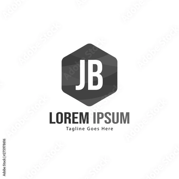 Fototapeta Initial JB logo template with modern frame. Minimalist JB letter logo vector illustration