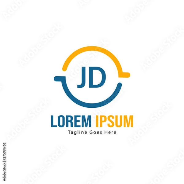 Fototapeta Initial JD logo template with modern frame. Minimalist JD letter logo vector illustration