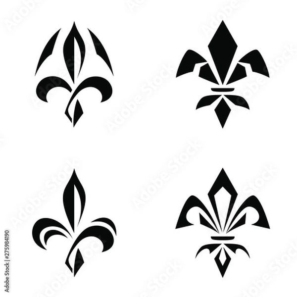 Fototapeta Sign and a lily logo, a strict one-color silhouette of a Fleur-de-lis