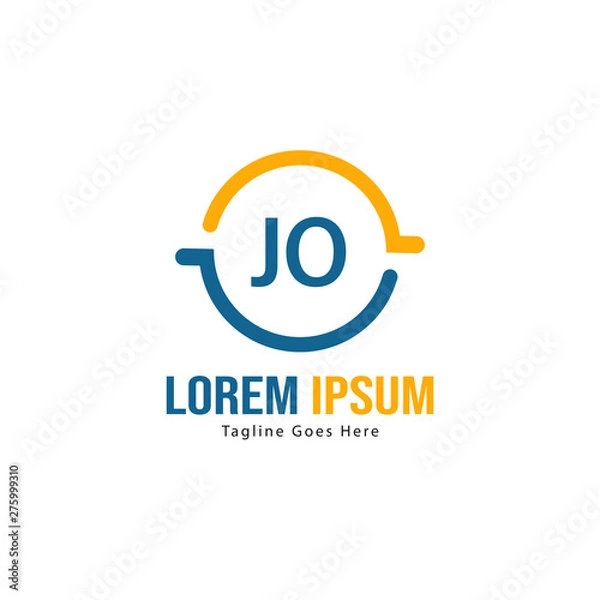 Fototapeta Initial JO logo template with modern frame. Minimalist JO letter logo vector illustration