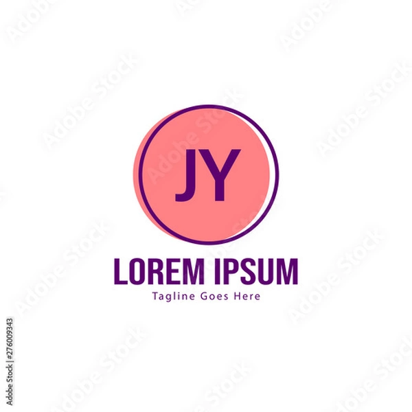 Fototapeta Initial JY logo template with modern frame. Minimalist JY letter logo vector illustration