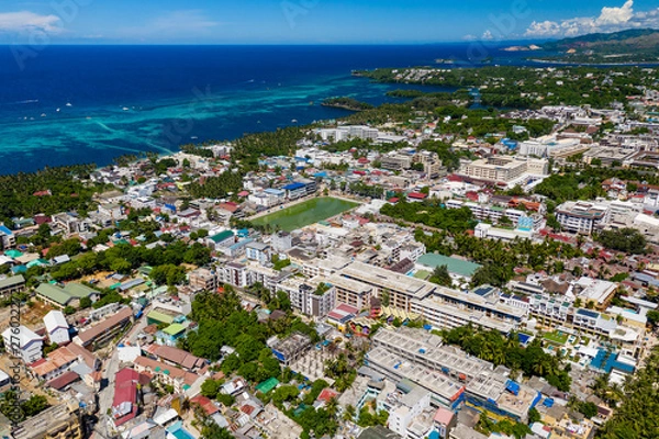 Fototapeta Aerial drone view of Boracay Island in the Philippines
