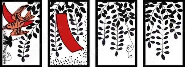 Fototapeta 花札_4月/藤のセット