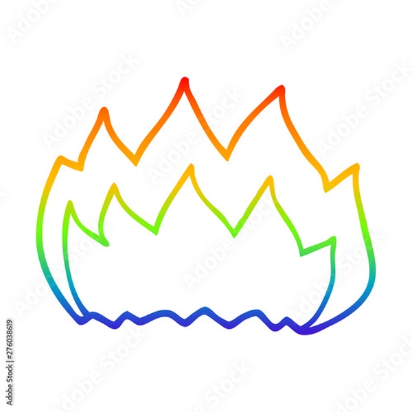 Fototapeta rainbow gradient line drawing cartoon gas flame