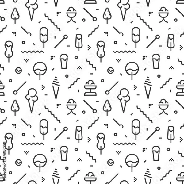 Obraz The geometric ice cream seamless pattern with lines.