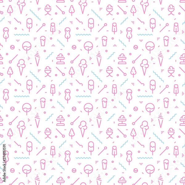 Obraz The geometric ice cream seamless pattern with lines.