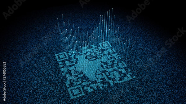 Obraz Digital Technology QR Code, Network Identification and Connection,india map