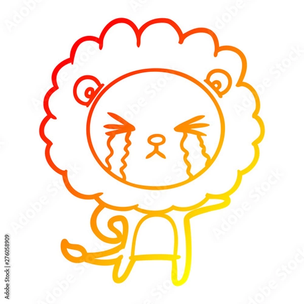 Obraz warm gradient line drawing cartoon crying lion