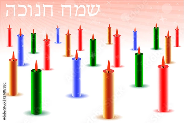Obraz hanukkah card with colorful candles