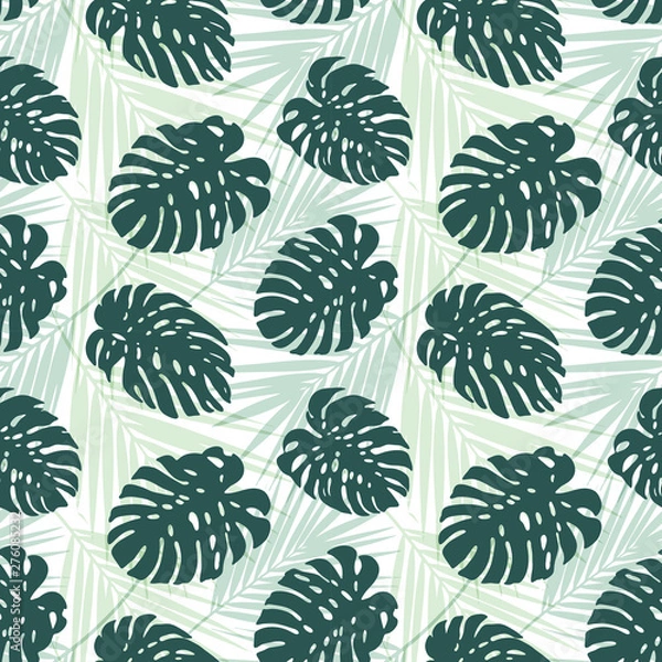 Obraz Tropical Leaves Seamless Repeat Vector Pattern