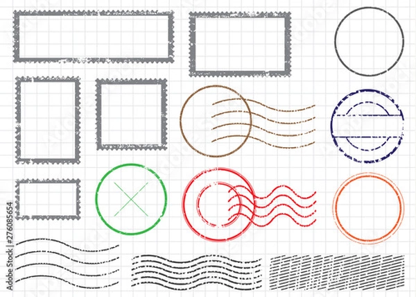 Obraz Blank postal stamps set.illustration vector