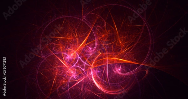 Fototapeta 3D rendering abstract red fractal light background