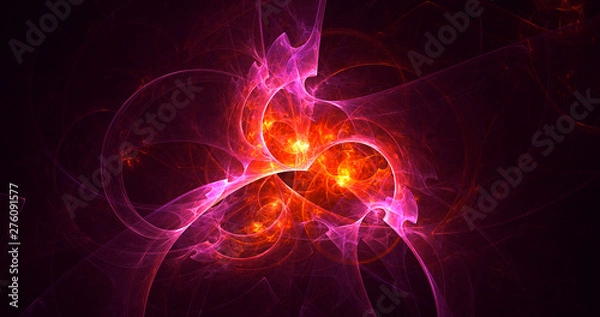 Fototapeta 3D rendering abstract red fractal light background