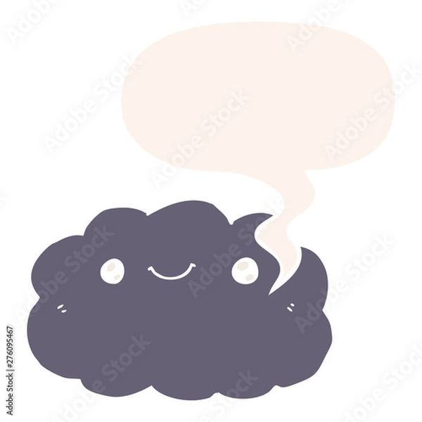 Fototapeta cartoon cloud and speech bubble in retro style