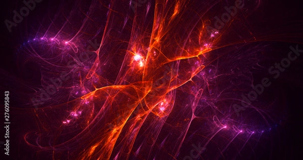 Fototapeta 3D rendering abstract red fractal light background