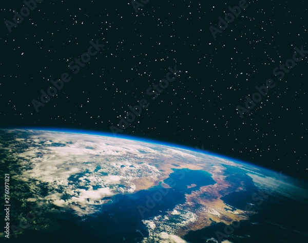 Fototapeta View of the planet earth from space. Gas, nebula, stars. The elements of this image furnished by NASA.