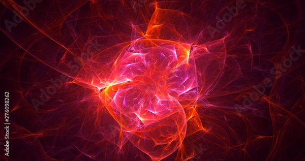 Fototapeta 3D rendering abstract red fractal light background