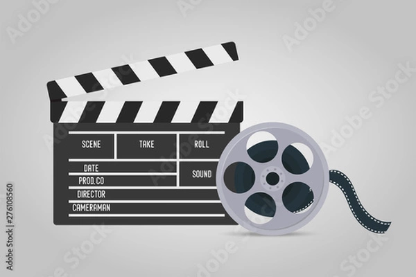 Obraz Vector clapperboard for movie making. Clapper for cinema
