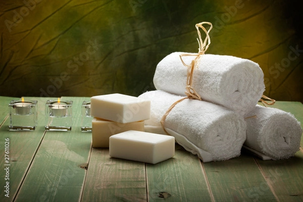 Fototapeta Towels and soap