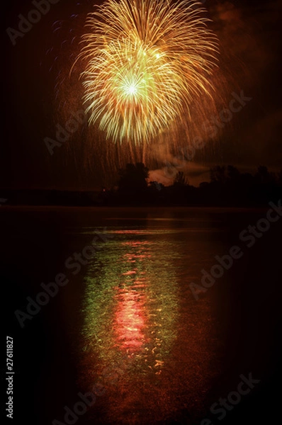 Obraz fireworks over lake