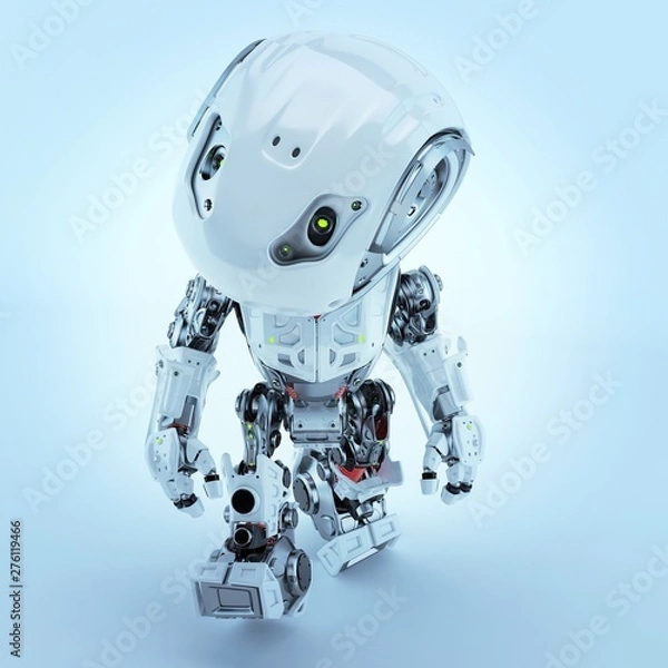 Fototapeta Walking bbot cute robot moving forward, 3d rendering