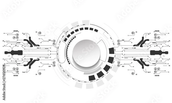 Fototapeta Abstract futuristic technology background with small electronic digital elements. Vector illustration.