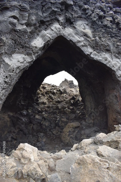 Fototapeta The stony church in the lava field Dimmu Borgir in Myvatn in Iceland