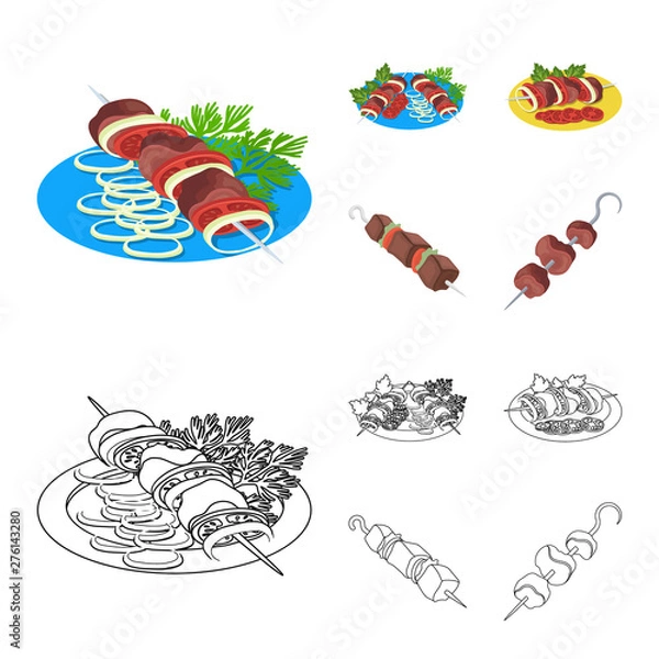 Fototapeta Isolated object of grill and bbq icon. Collection of grill and cover stock symbol for web.