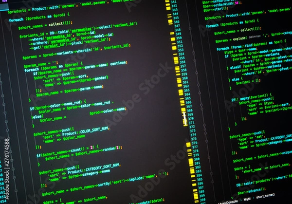 Obraz Back-end coding workflow of the web developing using php language