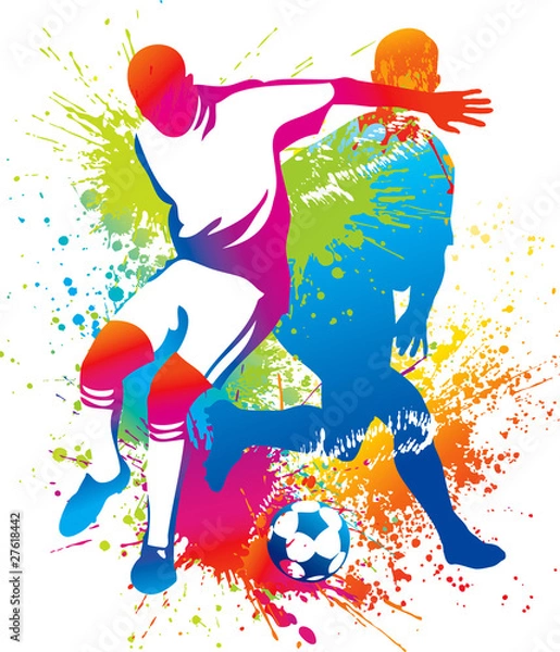 Obraz Piłkarze z piłką nożną