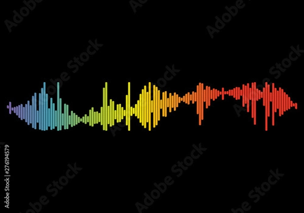 Fototapeta Audio color wave logo. Pulse music player on black
