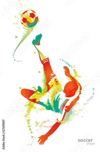 Obraz Soccer player kicks the ball