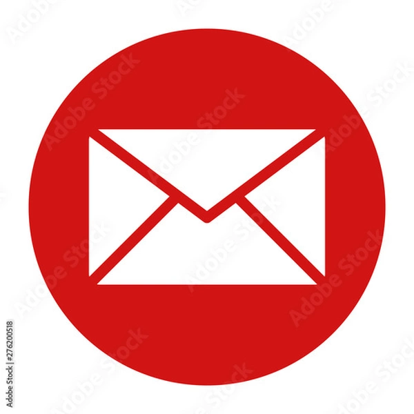 Fototapeta Email icon flat red round button vector illustration