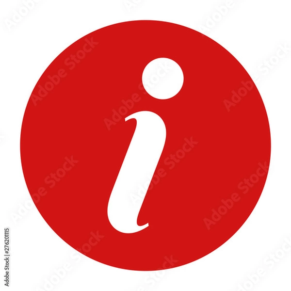 Fototapeta Info icon flat red round button vector illustration