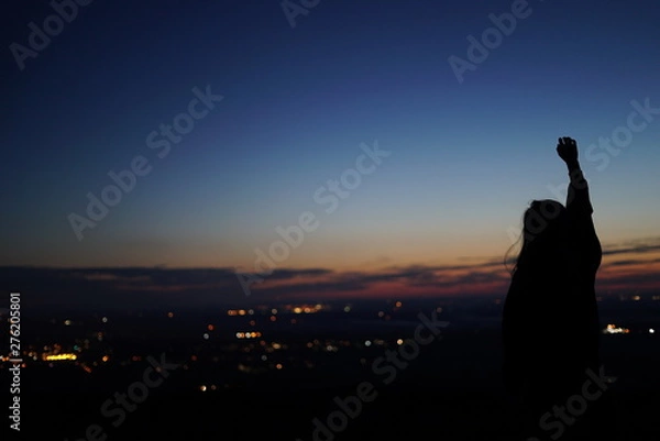 Obraz Girl Cityscape Bokeh Silhouette 