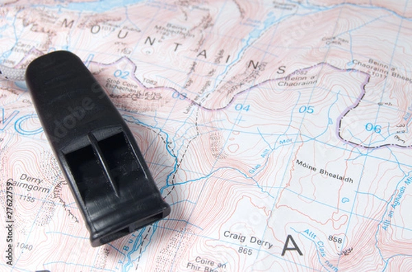 Obraz safety whistle on map