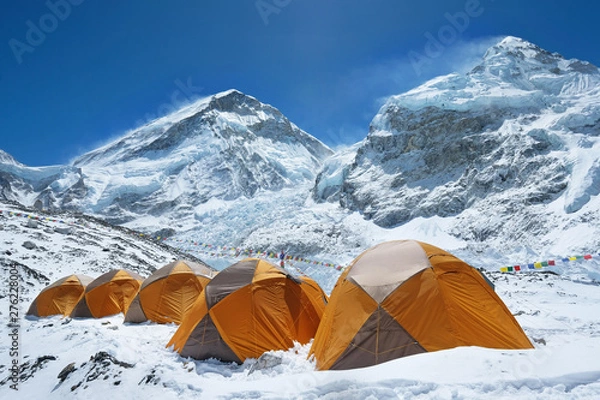 Obraz Everest base camp. Mountain peak Everest - highest mountain in the world. National Park, Nepal