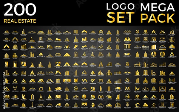 Obraz Mega Set and Big Group, Real Estate, Building and Construction Logo Vector Design Eps 10