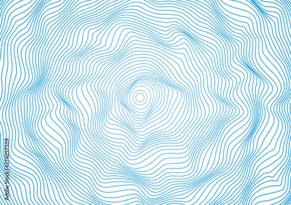Obraz Wavy curved thin blue lines. Vector relief texture. The possibility of imposing isolated bright background.