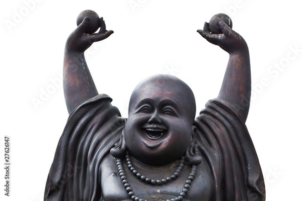 Obraz a happy laughing buddha on white background