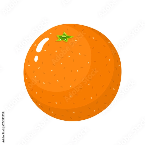 Obraz Fresh whole orange fruit isolated on white background. Tangerine. Organic fruit. Cartoon style. Vector illustration for any design.